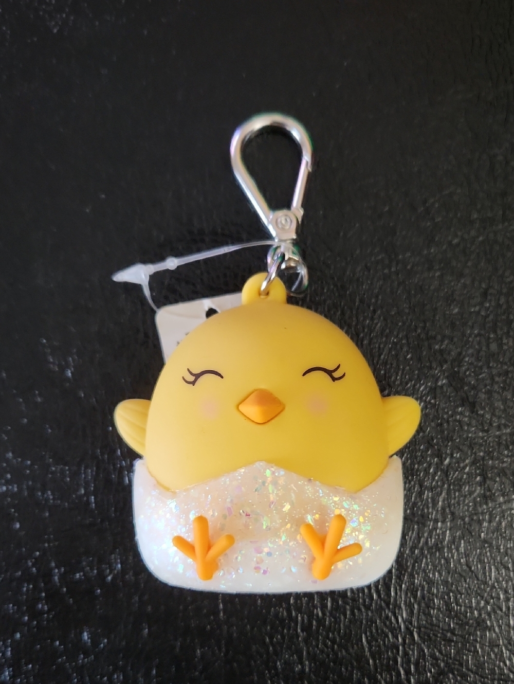 Bath & Body Works Yellow Baby Chick Keychain Hand Sanitizer Holder Pet Toy Charm